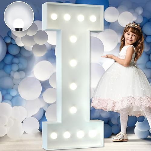 imprsv Letras iluminadas de marquesina de 4 pies, letras iluminadas en blanco frío, letras grandes de marquesina para decoración de fiestas, letras