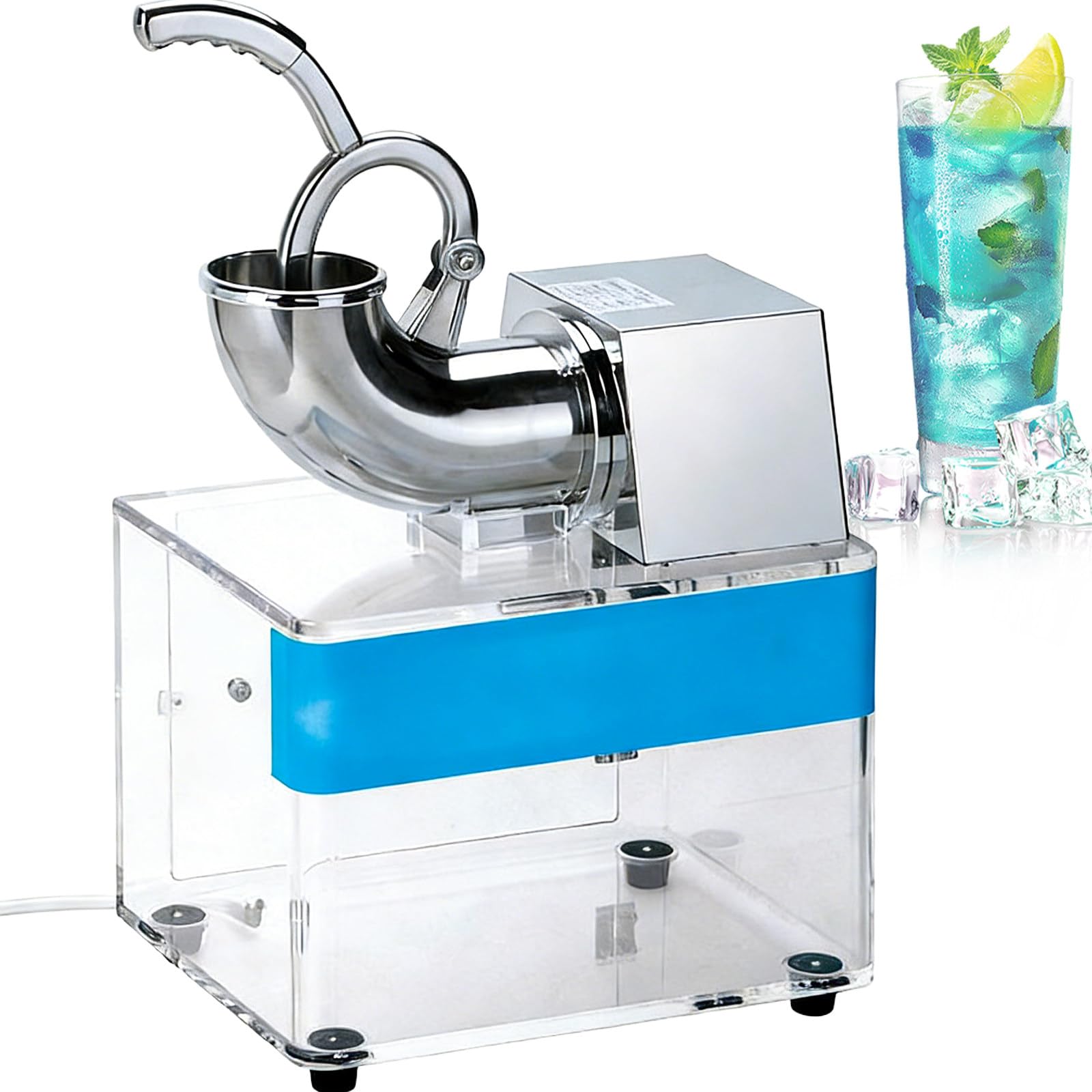 Sjyclaviger Electric Snow Cone Maker Machine, Electric Stainless Steel Snowflake Ice Shaver Machine, Ice Crusher Machine Double Blade, Shaved Ice For Summer B