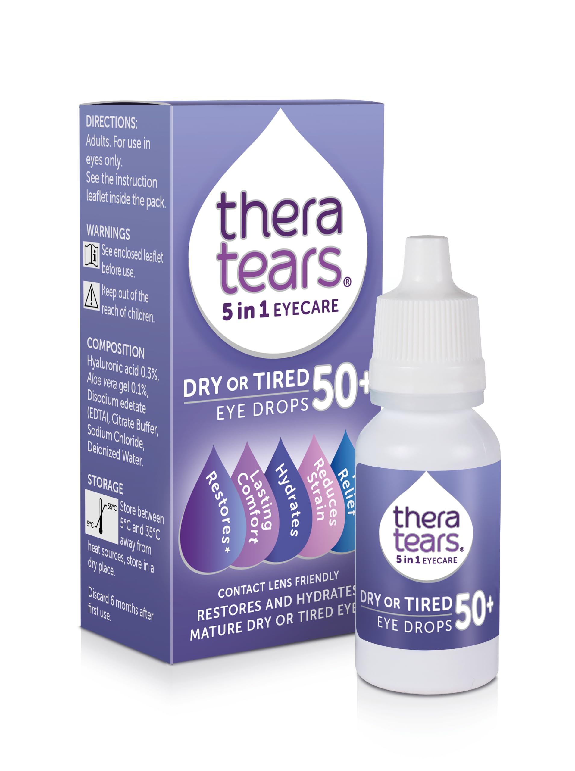 TheraTears® Dry or Tired Eye Drops 50+, for Mature Eyes 10ml