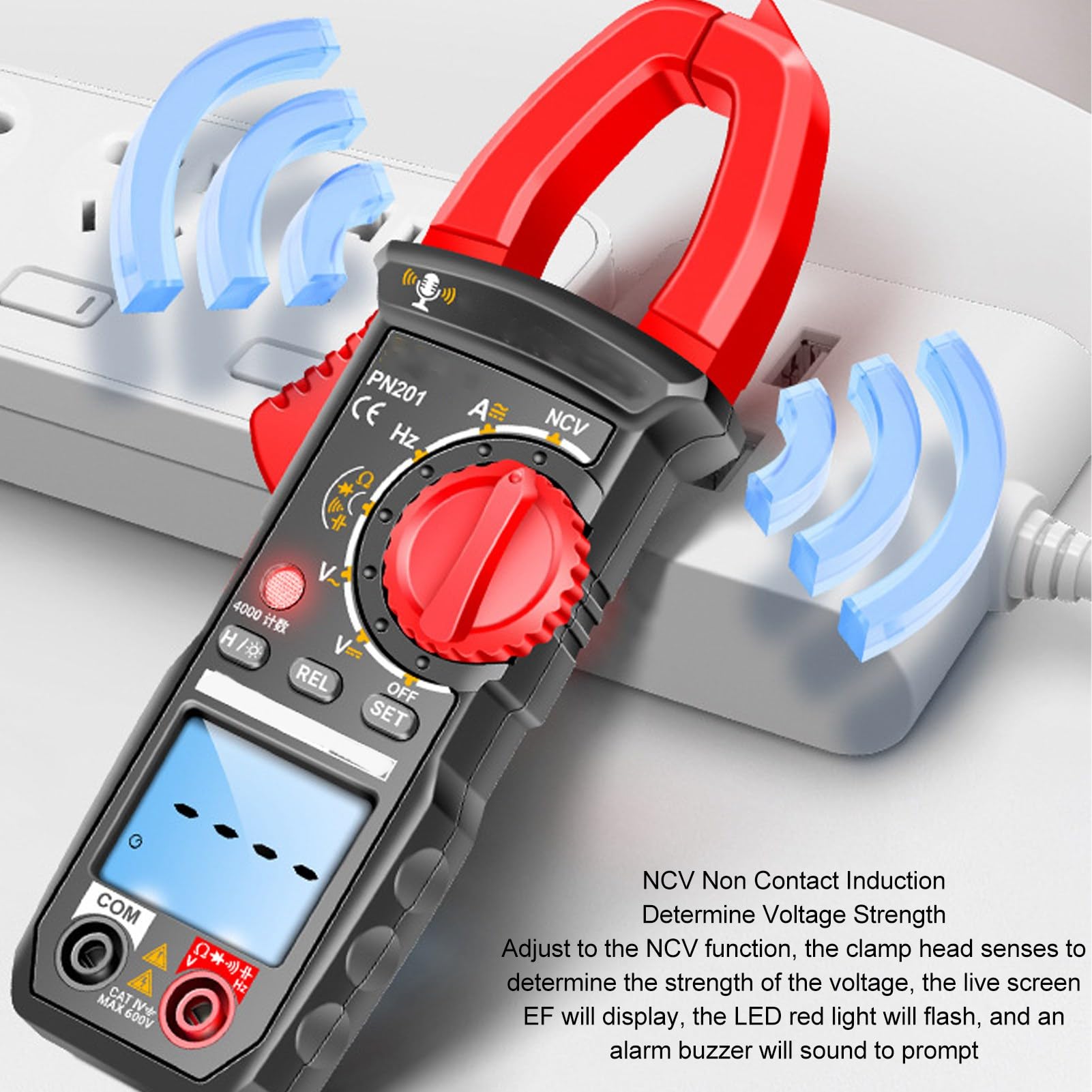 Pinza Amperimétrica Digital, Multímetro Inteligente, Probador de Voltaje, Compatible con Transmisión de Voz y Rango Automático, Probador de Voltaje de Corriente CA CC con