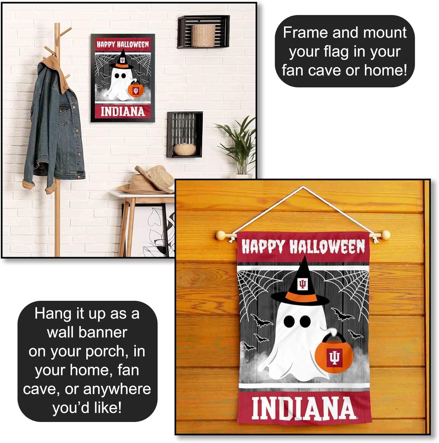 Indiana Hoosiers Happy Halloween Double Sided Garden Yard Flag - Image 5