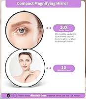 Vista 4 de WOBSION Espejo compacto de viaje, espejo de maquillaje LED portátil 1x/10x con aumento, espejo de bolsillo de 2 caras de mano, espejo pequeño