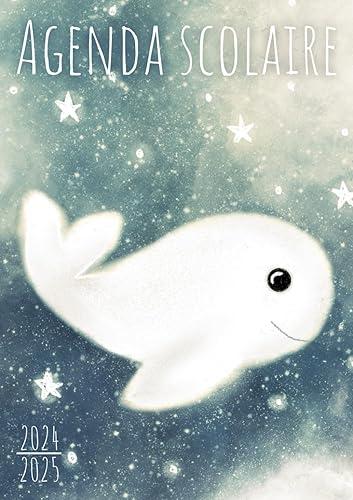 Agenda Scolaire 2024-2025: Baleine Bleue Kawaii | Journalier (une page par jour) | 12x17 cm | 300 pages | Couverture souple | sept 2024 – juil 2025 | ... CE1 CE2 CM1 CM2 | Bébé animal mignon &amp; cute