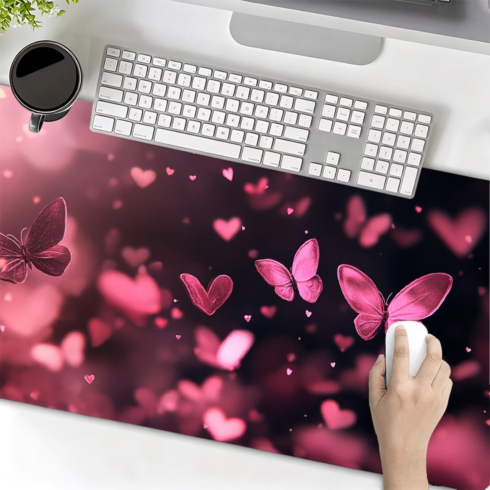 Podkładka pod mysz XXL 1200x600x3mm podkładka pod mysz motyl podkładka pod mysz fioletowa poprawia precyzję i szybkość, antypoślizgowe wodoodporne, szyte krawędzie, akcesoria do gier, komputer biurowy