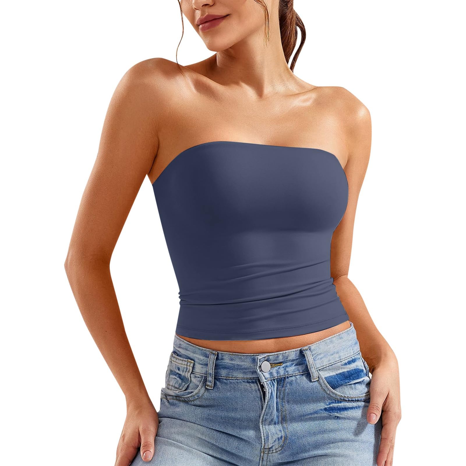 Haut Court Sans Bretelles Femme – Dos Nu, Camouflage – Polyester, Style Tendance – Été 2025 - 5