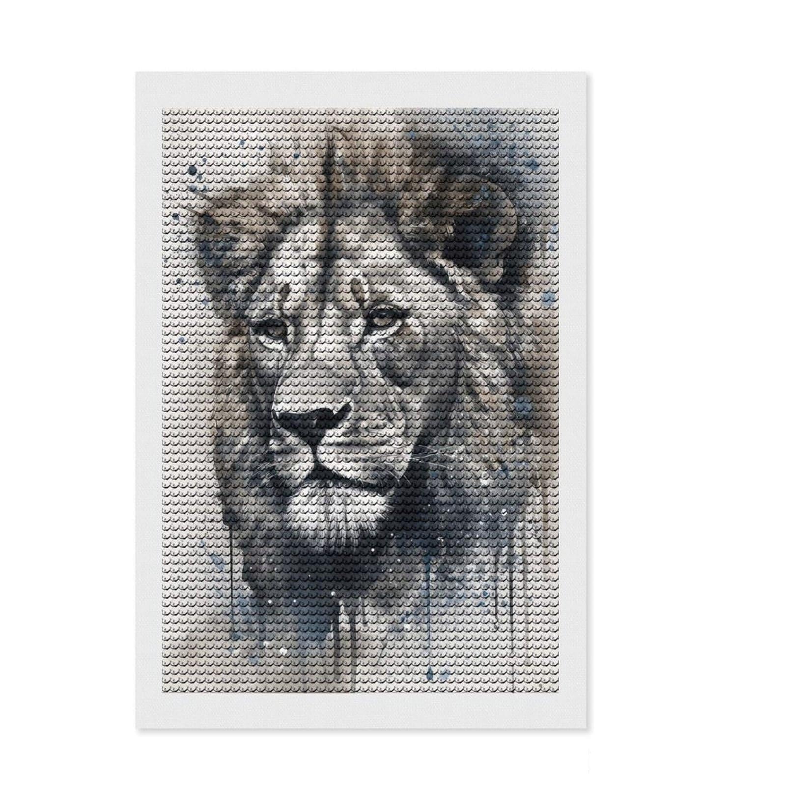 Junmoney Lion Natures King Full Drill Diamond Painting Kit 8"x12", Nice Detail and Sparkle, Fun Craft Experience, Bedroom Decor, Gift Idea