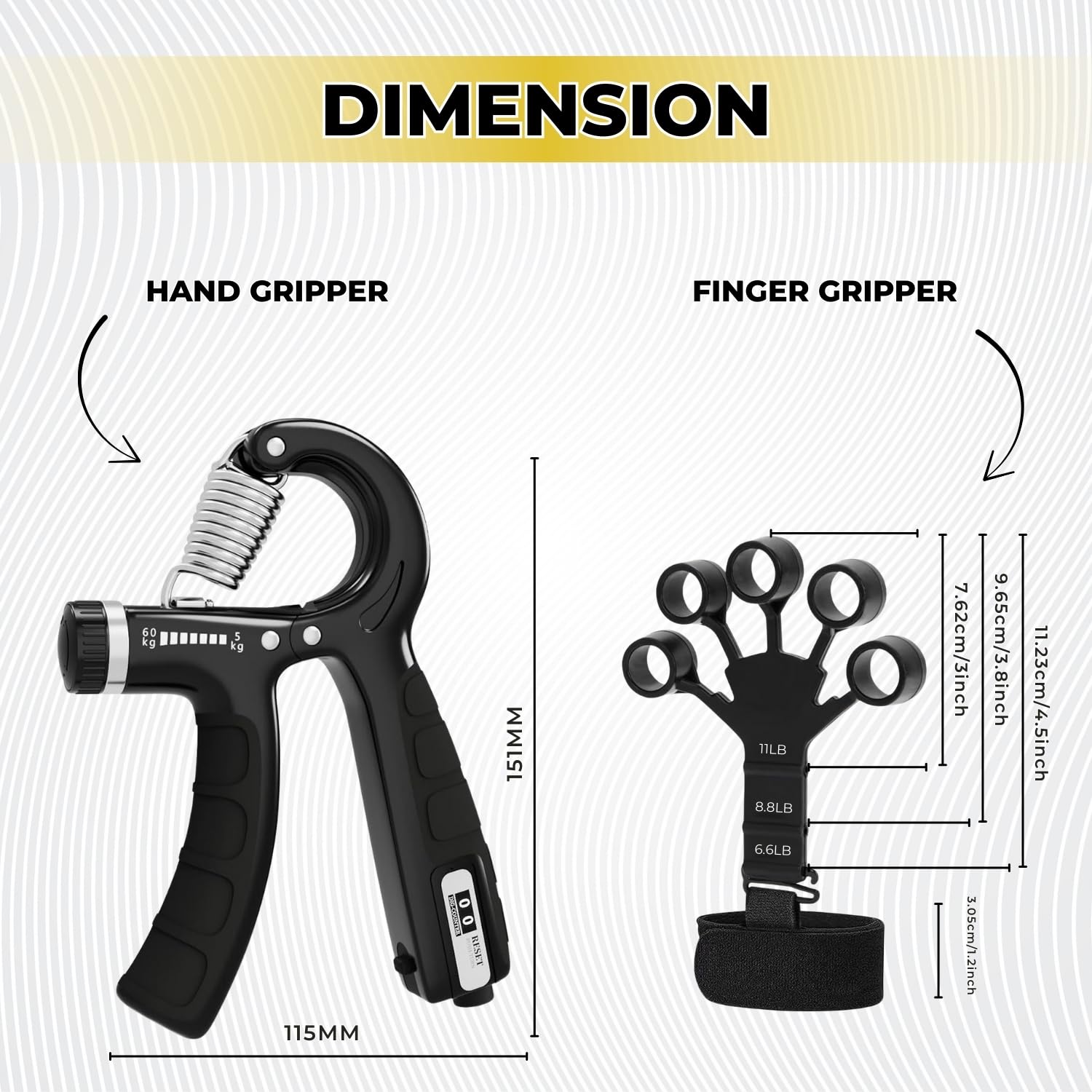 Xyno Adjustable Hand & Finger Gripper Combo with Counter | Resistance Grip Strength Trainer & Finger Exerciser | Forearm, Wrist & Hand Workout Tool for Men & Women | Home Gym Fitness Equipment 2