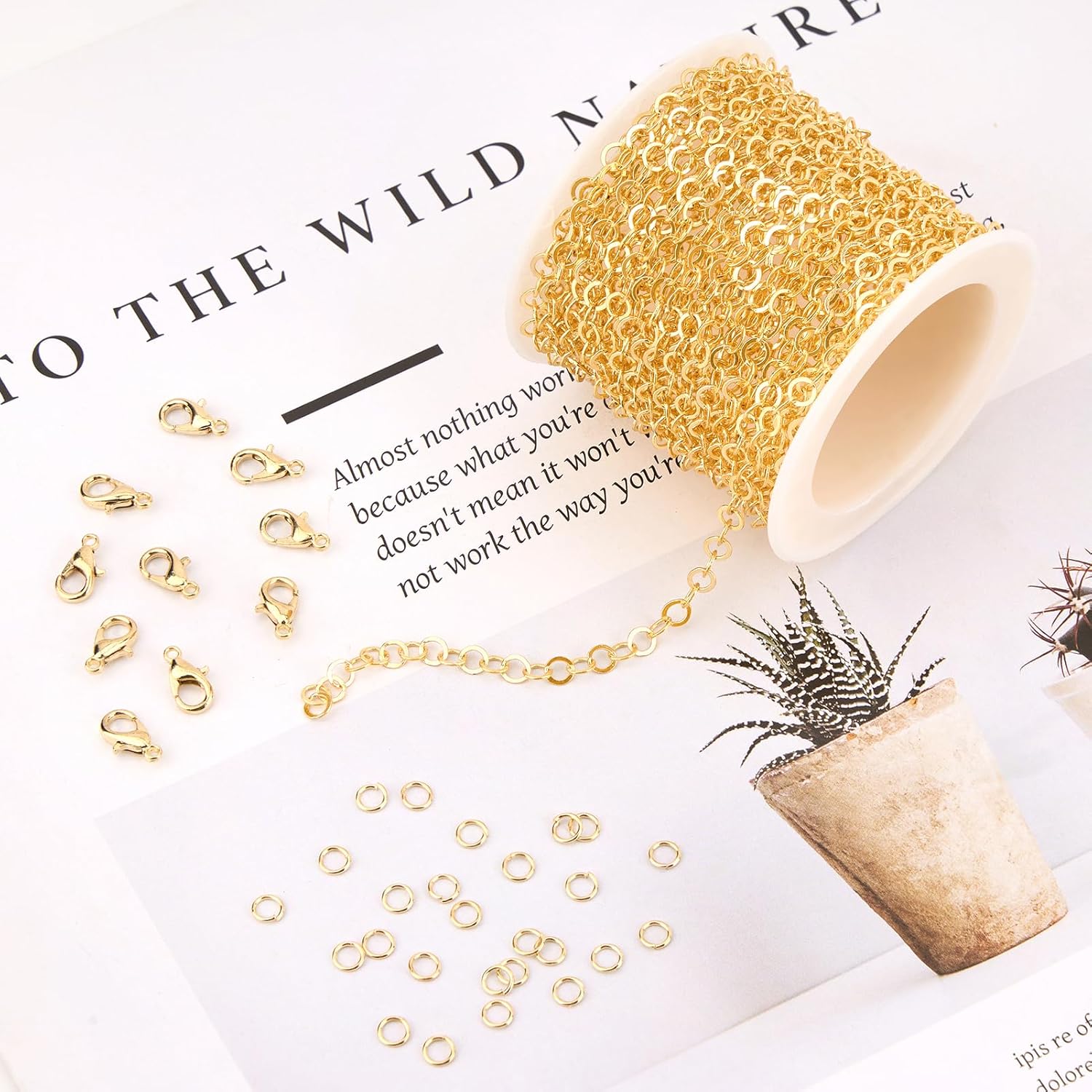 SMYHTGLIF 16.4 Feet Gold Round Circle Jewelry Chains Bulk Roll Gold Plated Brass Chain for Jewelry Making - Image 3