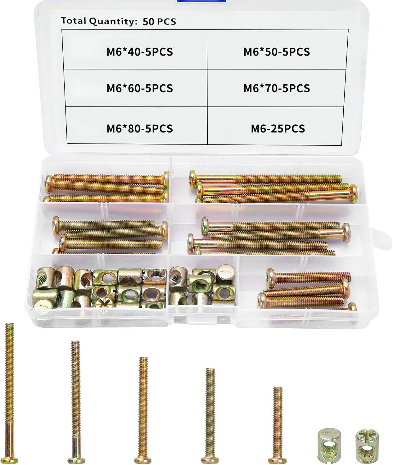 M6 Bed Screws, JatilEr Furniture Bolts ZincPlated Hex Socket Cap Bolts