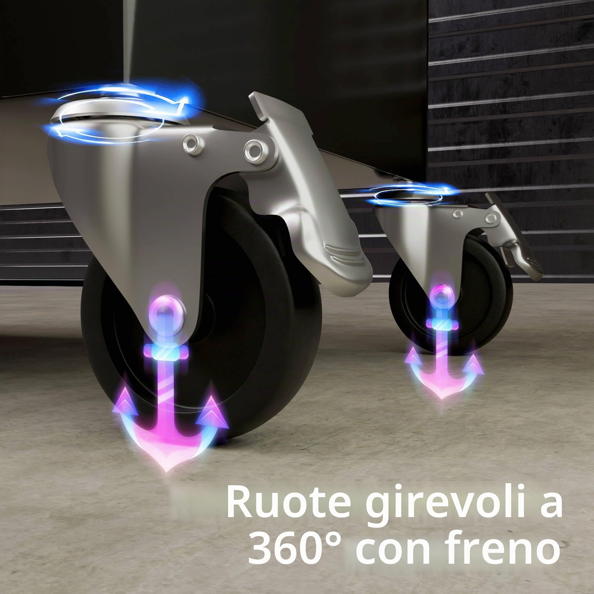 AREBOS Carrello da officina 4 scomparti 81 attrezzi portautensili con tappetini antiscivolo interlock 2 ruote freno Nero