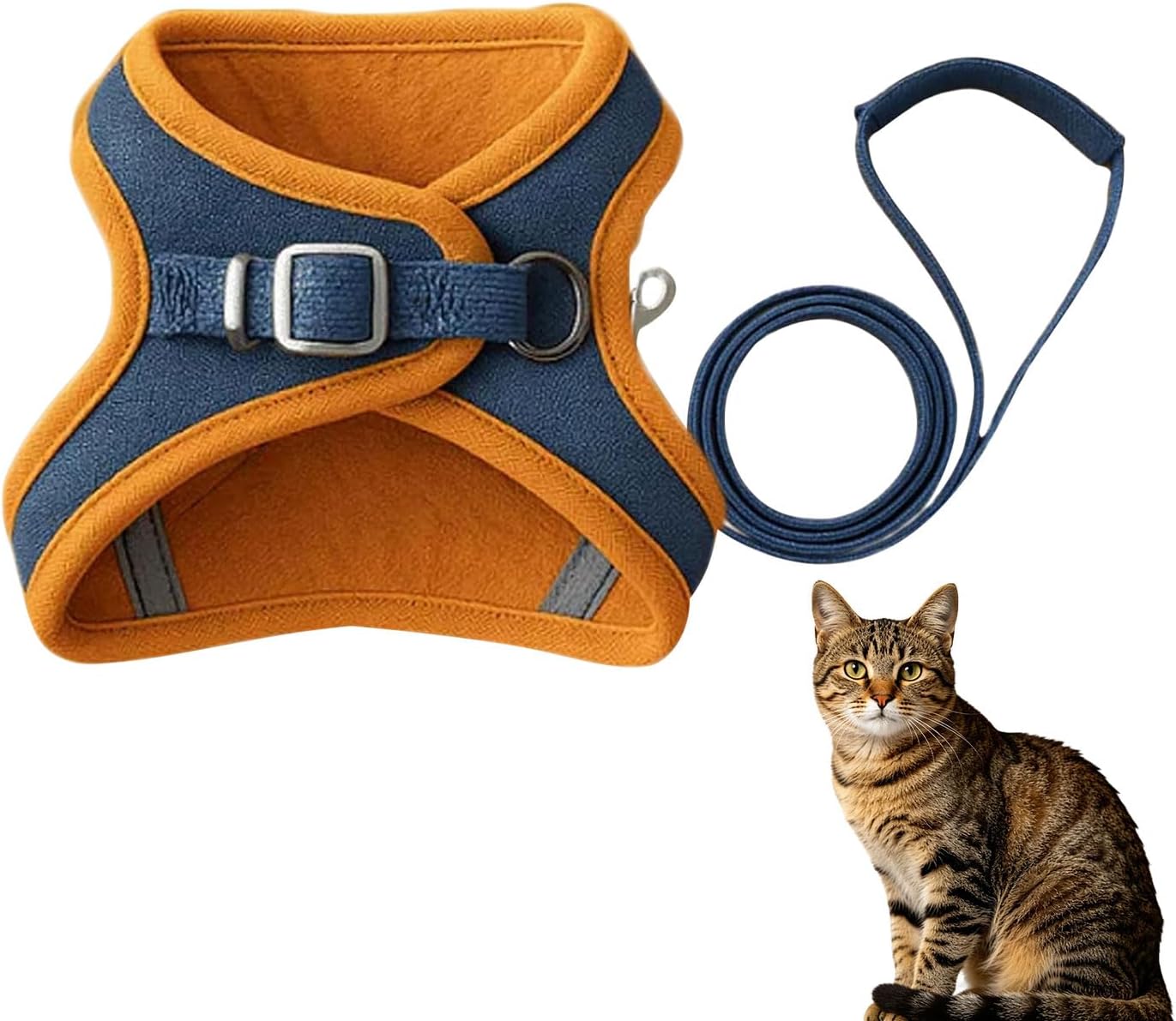 Escape-Proof Cat Harness and Leash Set, Adjustable Soft Mesh Vest for Walking Step-in No-Choke Pet Harness, Reflective Safe Outdoor Gear for Small Medium Cats, Kitten