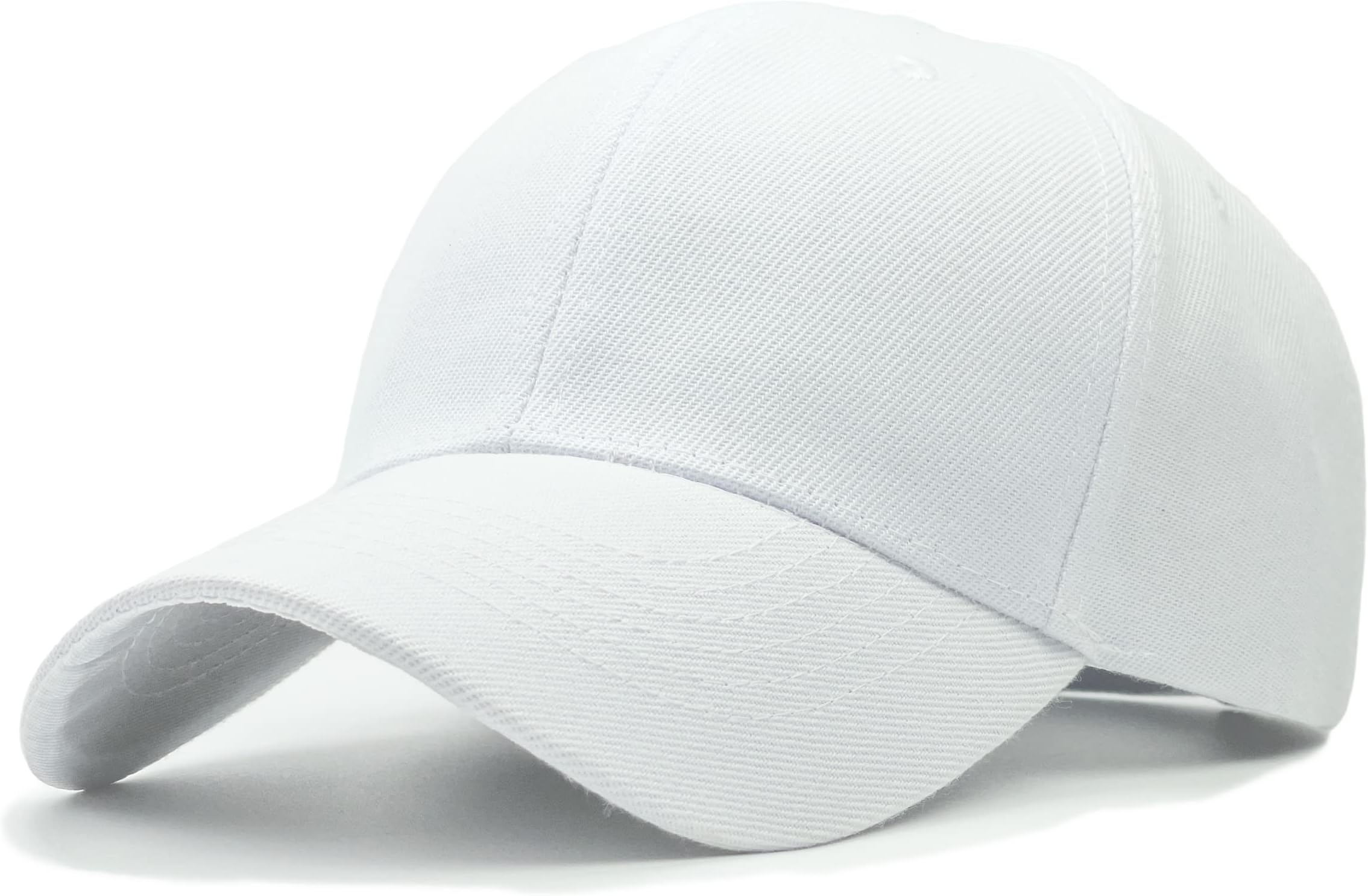 Structured Baseball Cap with Adjustable Closure - Performance Hat for Outdoor Activities and Custom Embroidery (1pc White)