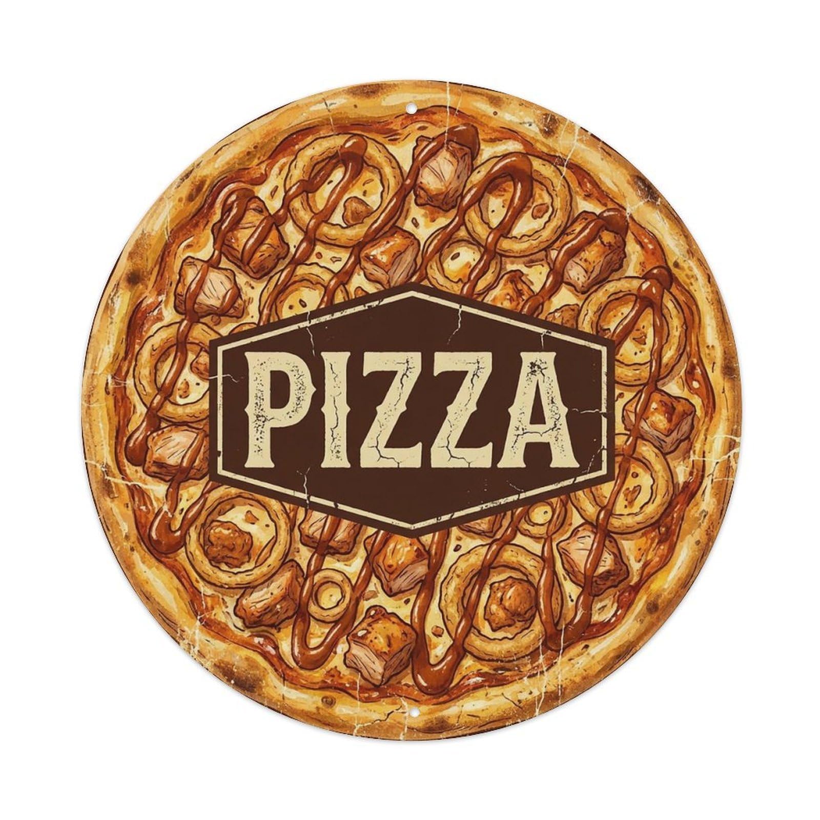 Yrnq 8X8inch Vintage Style Vintage Pizza Bbq Chicken Onion Food Decoration Metal Tin Sign