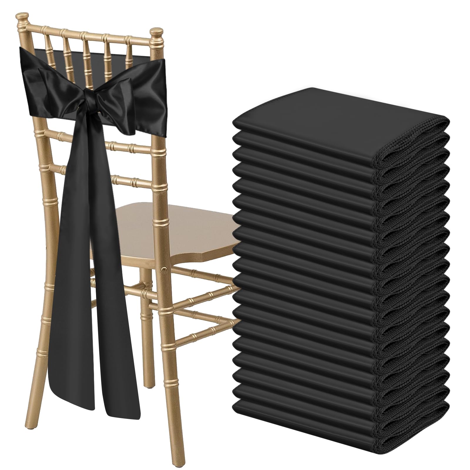 Amazon.com: Bouiexye 50 PCS Black Satin Chair Sashes Bows