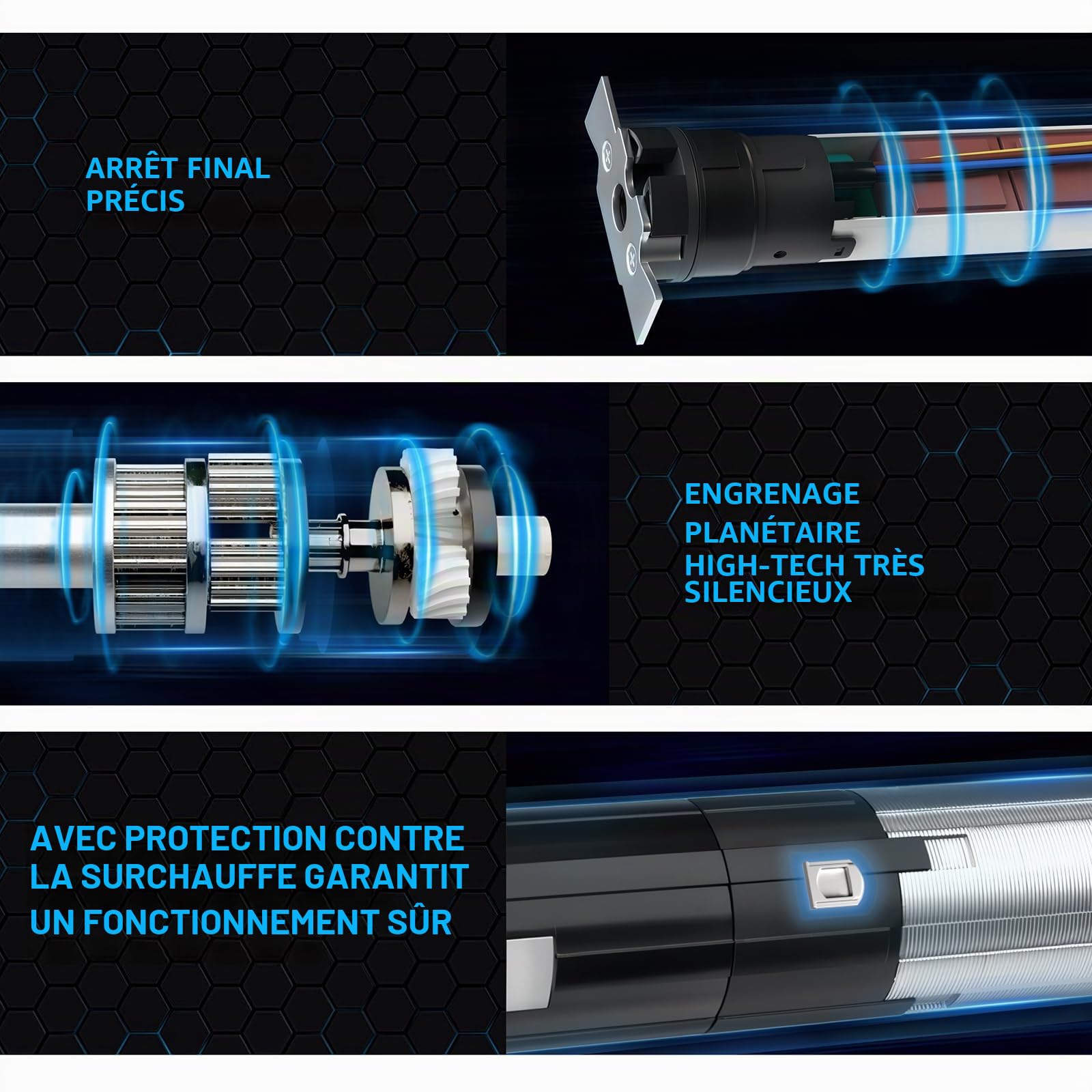 Jalousiescout Moteur de Volet Roulant Tubulaire MK 10/14 électromécanique 10 Nm, pour Arbre de Volet Roulant Octogonal de 40 mm (SW40), avec Fins de Course Mécaniques, Protection Contre La Surcharge
