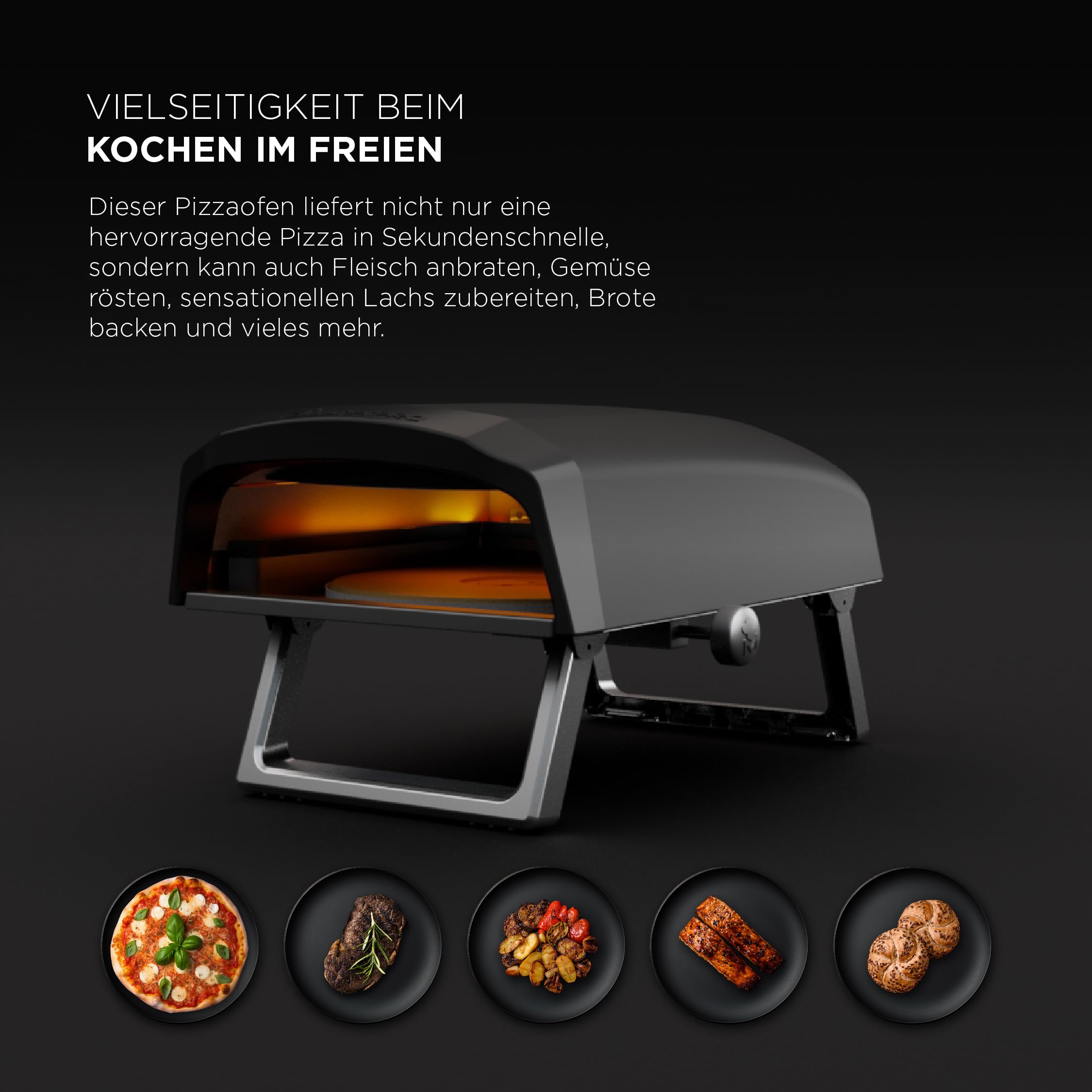 MasterPRO Napoli Four à pizza portable à gaz 500 °C 60 secondes avec sac et plateau en pierre