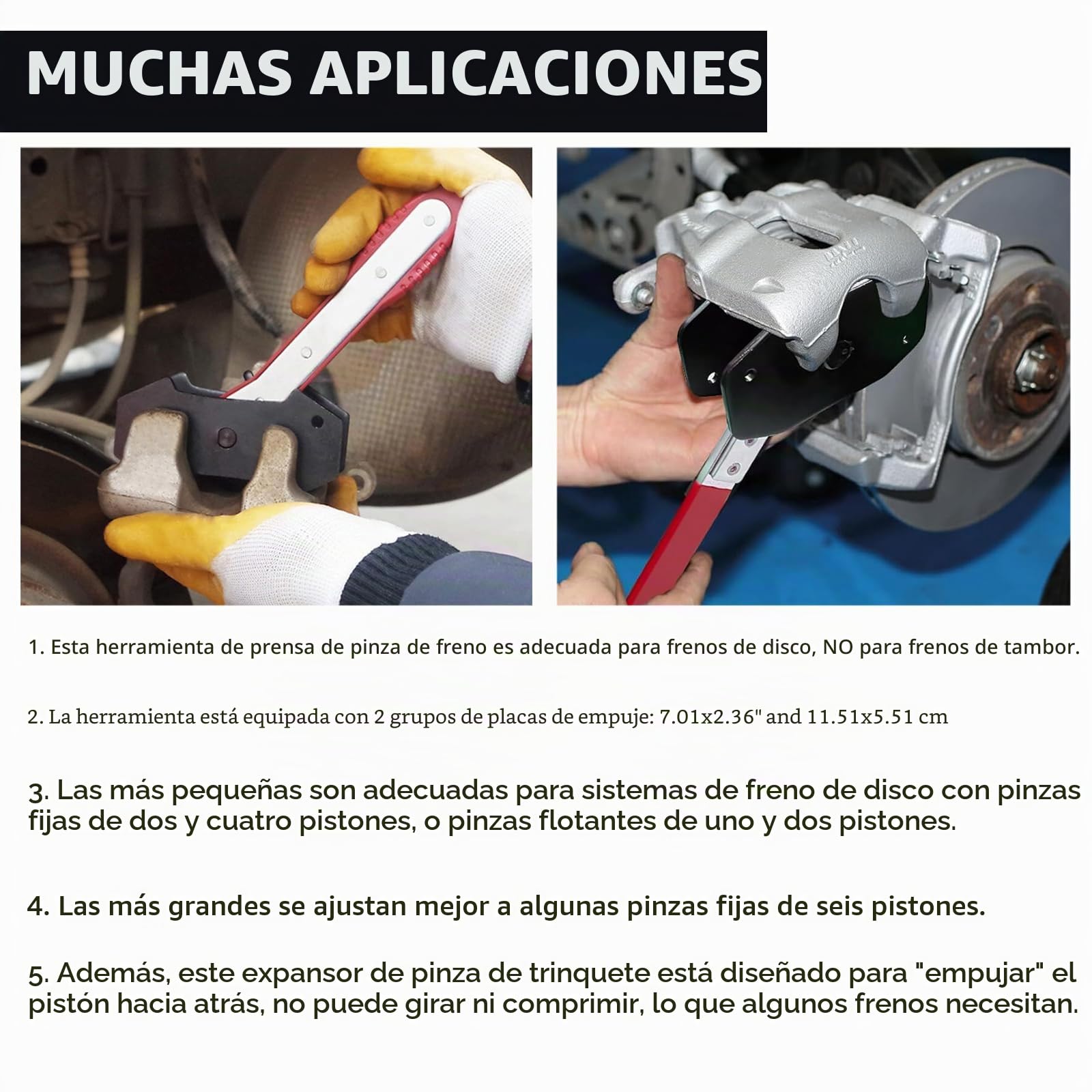 Prensa Pinza Freno Trinquete,360 ​​°Prensa De Pinza De Freno, Esparcidor PistóN Freno Trinquete,Herramienta Pinza Freno Trinquete,Llave para Compresor De PistóN De Freno (Rojo)