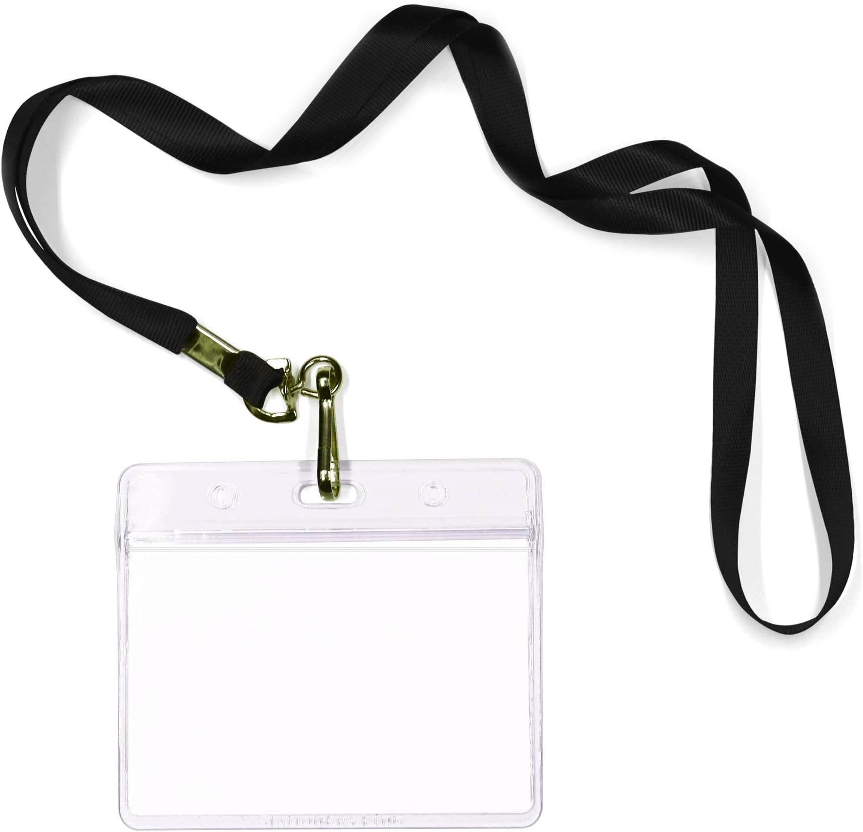 Durably Woven Lanyards & Horizontal ID Badge Holders ~Premium Quality, Waterproof & Dustproof ~ for Moms, Teachers, Tours, Events, Businesses, Cruises & More (50 Pack, Black) by Stationery King