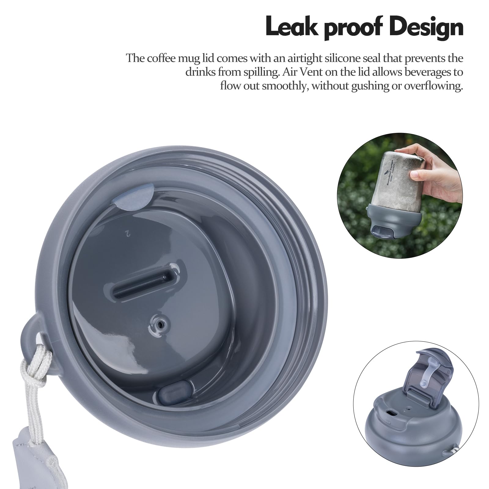 iBasingo Ti3236D Tasse à café en titane isotherme anti-déversement avec couvercle coulissant réutilisable à double paroi pour garder l'eau chaude/glacée, le thé, la bière