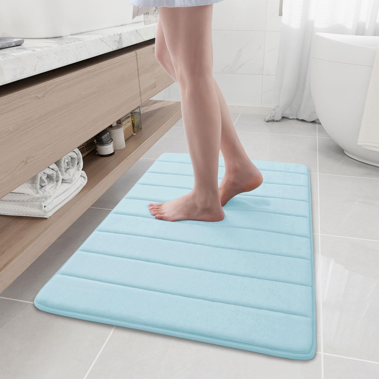 Buganda Memory Foam Bath Mat, 35.4" x 24", Ultra Soft and Non-Slip Bathroom Rugs, Water Absorbent and Machine Washable Bath Rug Runner for Bathroom,