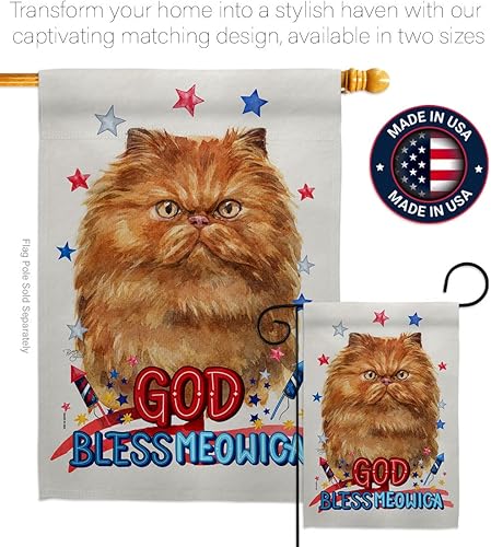 Miniatura 4 de Breeze Decor Juego de banderas de jardín persa patriótica bronceada de madera para gato, gatito, miow, pata estropeada, mascota, naturaleza, granja,