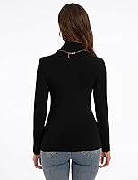 Vista 2 de DSPSAM Camisas de manga larga con cuello alto para mujer, ajustadas, ligeras, capa base, tops casuales