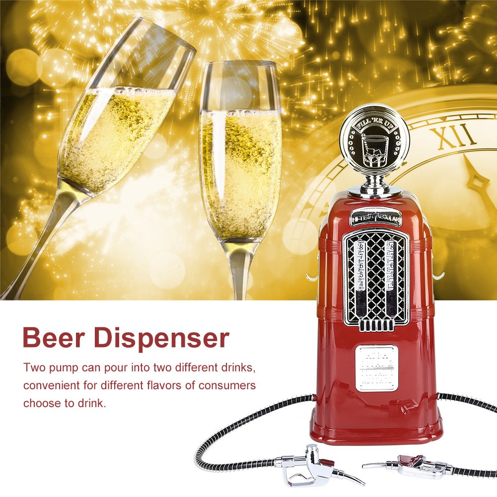 【𝐏𝐚𝐬𝐜𝐮𝐚】 Dispensador de cerveza, pistolas dobles de 1000cc Bomba de bebida de vino Licor Alcohol Dispensador de cerveza Accesorios de barra(rojo)
