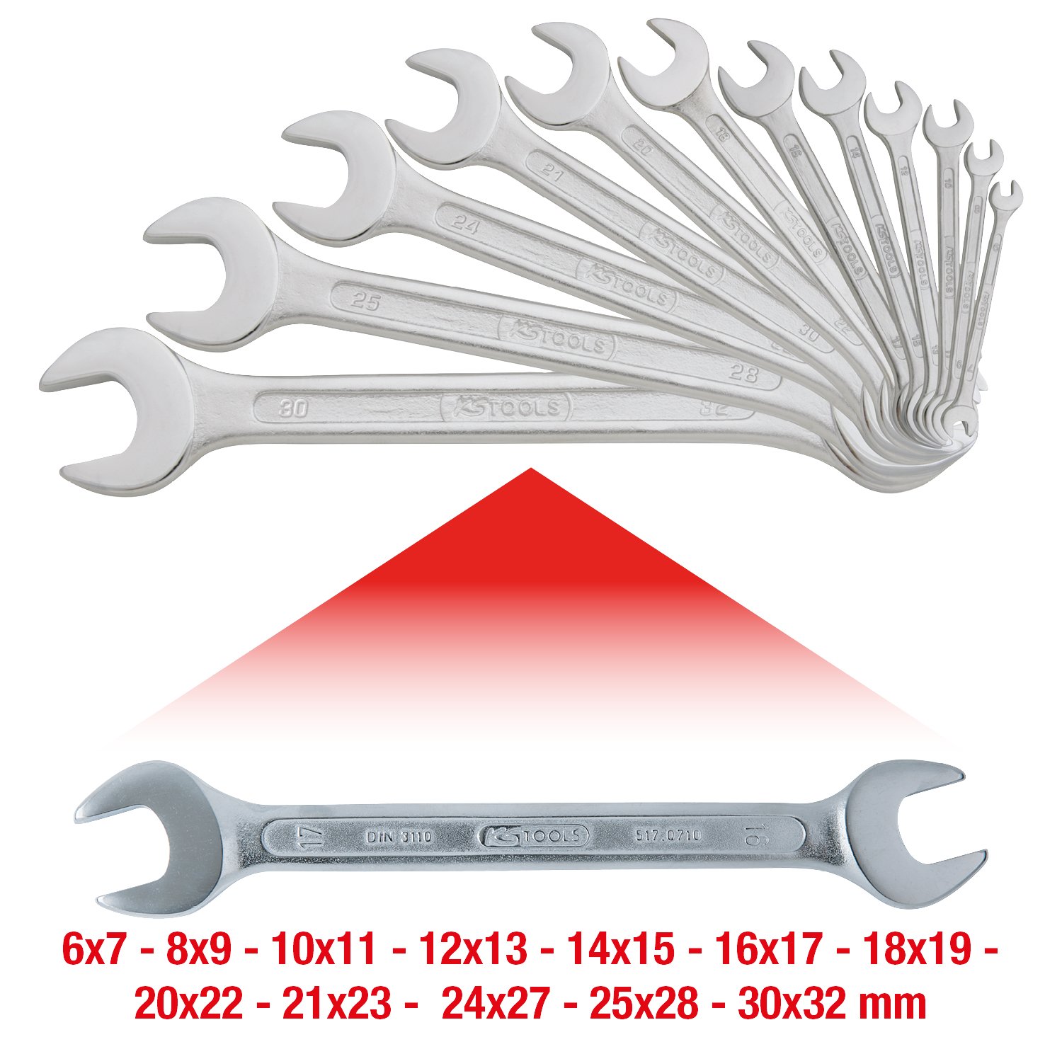 KS Tools 517.0125 CLASSIC Doppel-Maulschlüssel-Satz, 12-tlg., 6x7-30x32mm