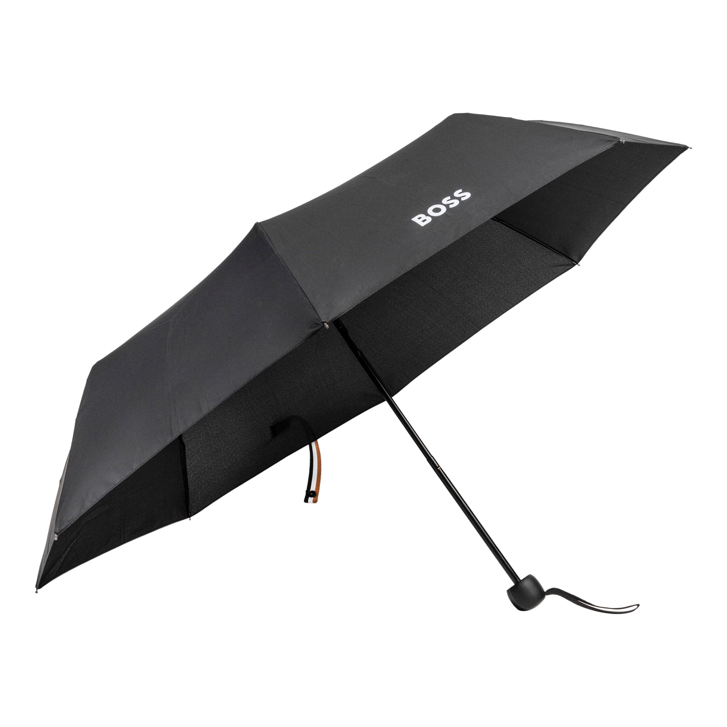 HUGO BOSS Iconic HUG321A - Paraguas de bolsillo (poliéster, tamaño abierto: longitud aprox. 56 cm, diámetro: 90 cm), Negro, Klein, Iconic