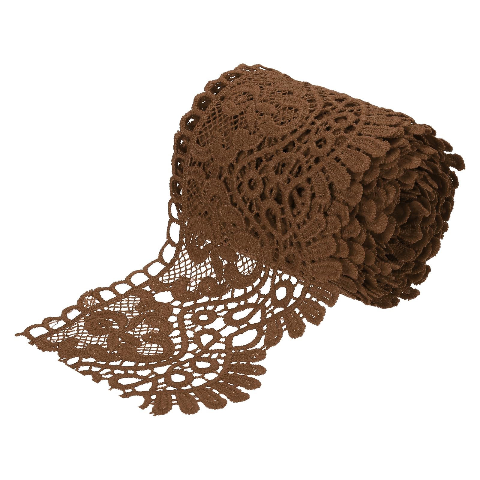 sourcing map 4 Inch Wide 5 Yard Lace Ribbon Floral Pattern Dark Brown Lace Trim Ribbon for Sewing Making DIY Crafts Gift Wrapping Wedding Decor