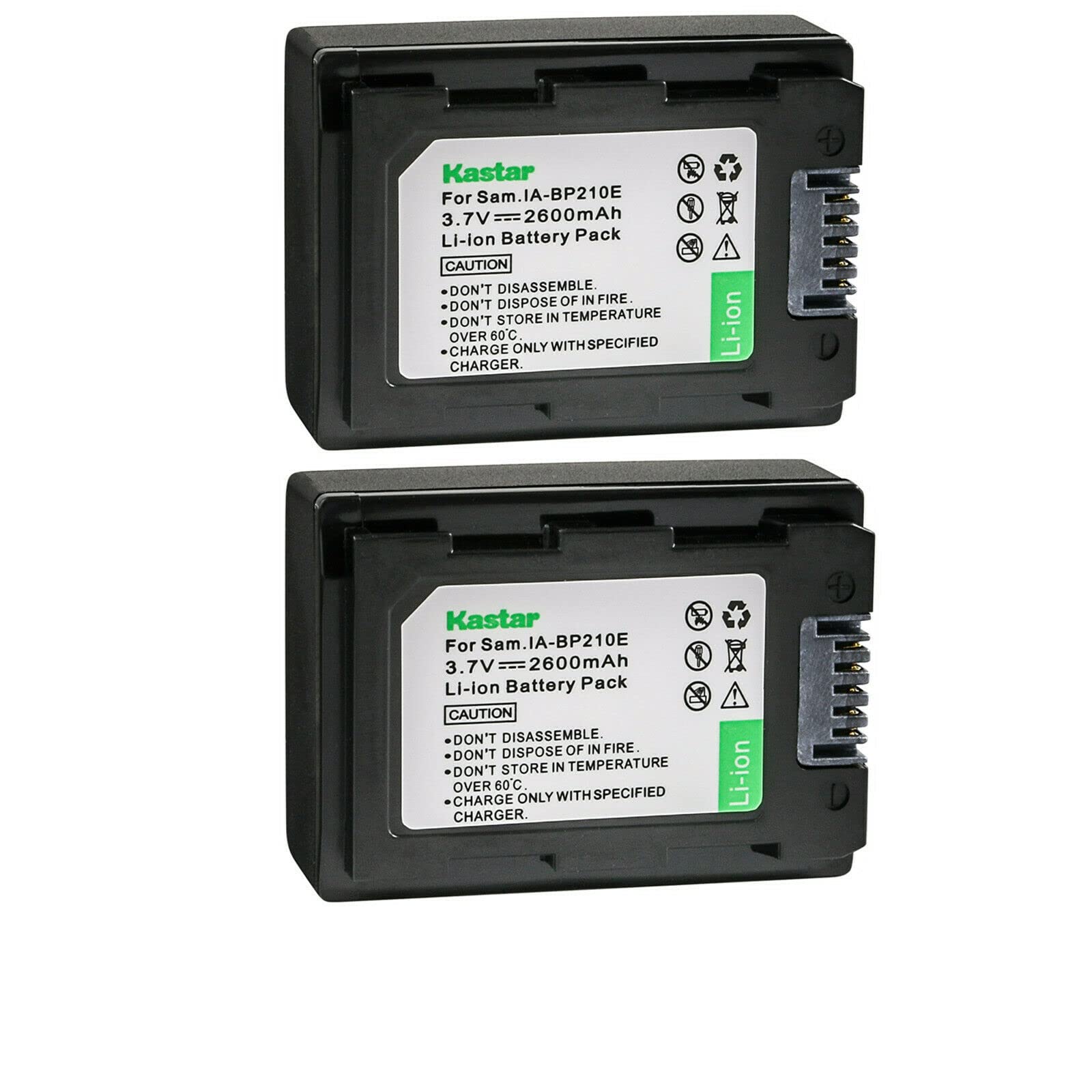 Kastar IA-BP210E Battery 2-Pack Replacement for Samsung HMX-F80BN/XAA, HMX-F80SN/XAA, HMX-F90, HMX-F90BP, HMX-F90WP, HMX-F90BN, HMX-F90WN, HMX-F90BN/