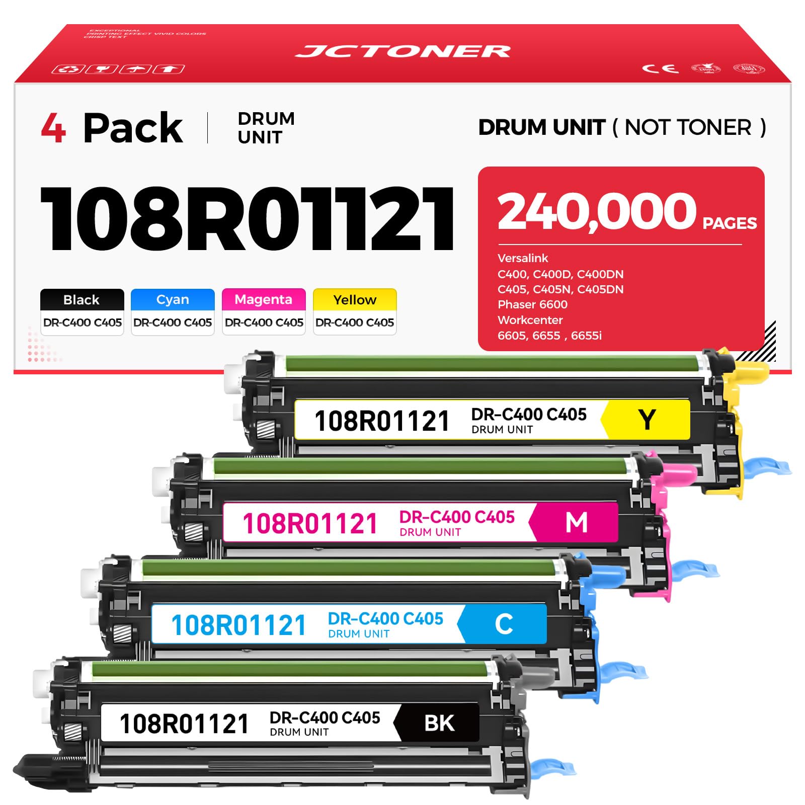 C400 C405 Jednostka bębna/bęben obrazowy 4-pak zamiennik do Xerox 108R01121 Phaser 6600DN 6600N 6600 VersaLink C400DN C400N C405DN WorkCentre 6605DN 6605N 6655 C22 636 3 Drukarka kolorowa 545 7328
