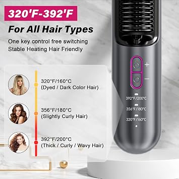 Heated Straightening Comb with Negative Ion 3 Temp Settings Fast & Gentle Hair Styling for All Hair Types Portable Rechargeable