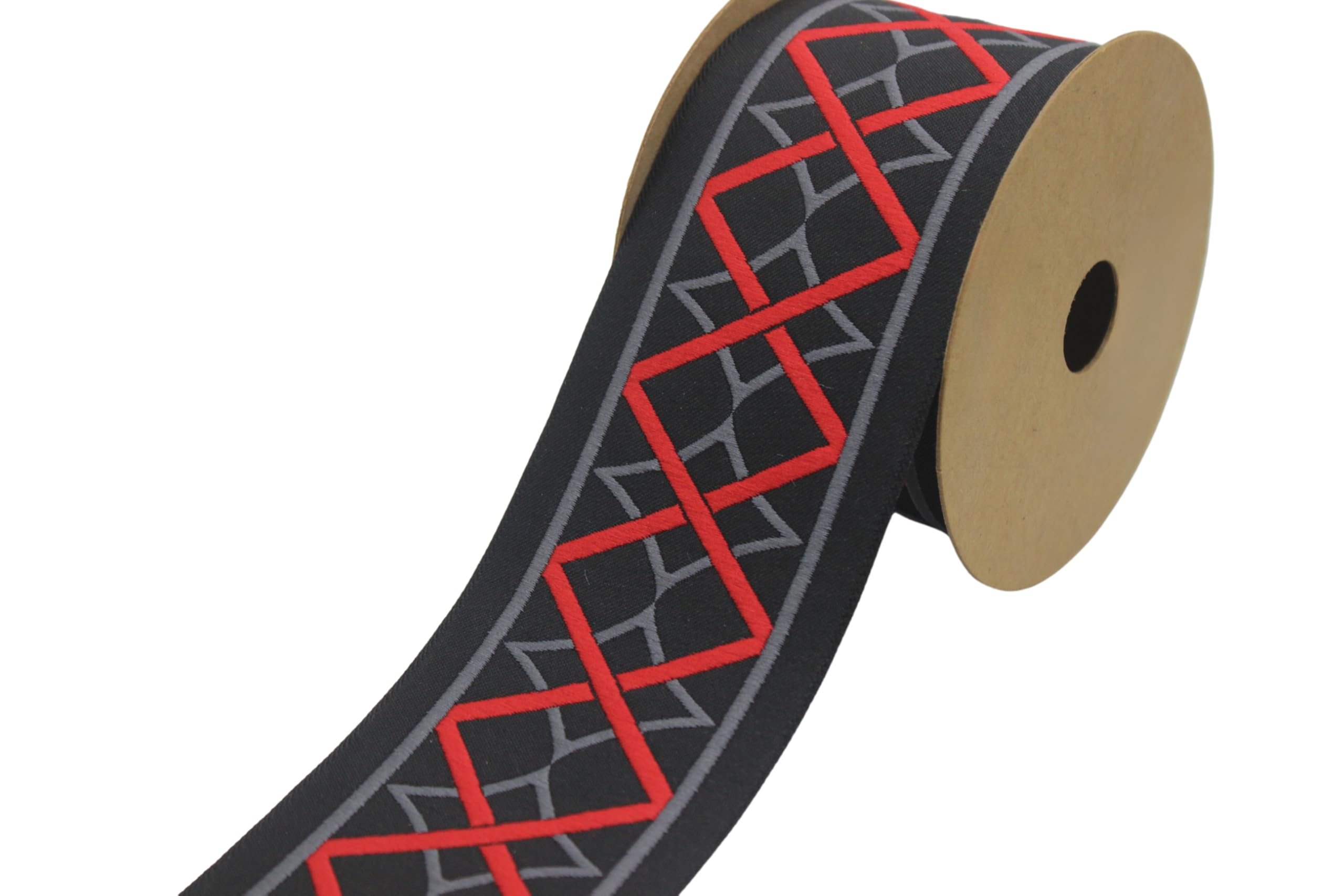 Ruban jacquard rouge de 3.8m : sublimez vos rideaux et draperies de salon V10 183