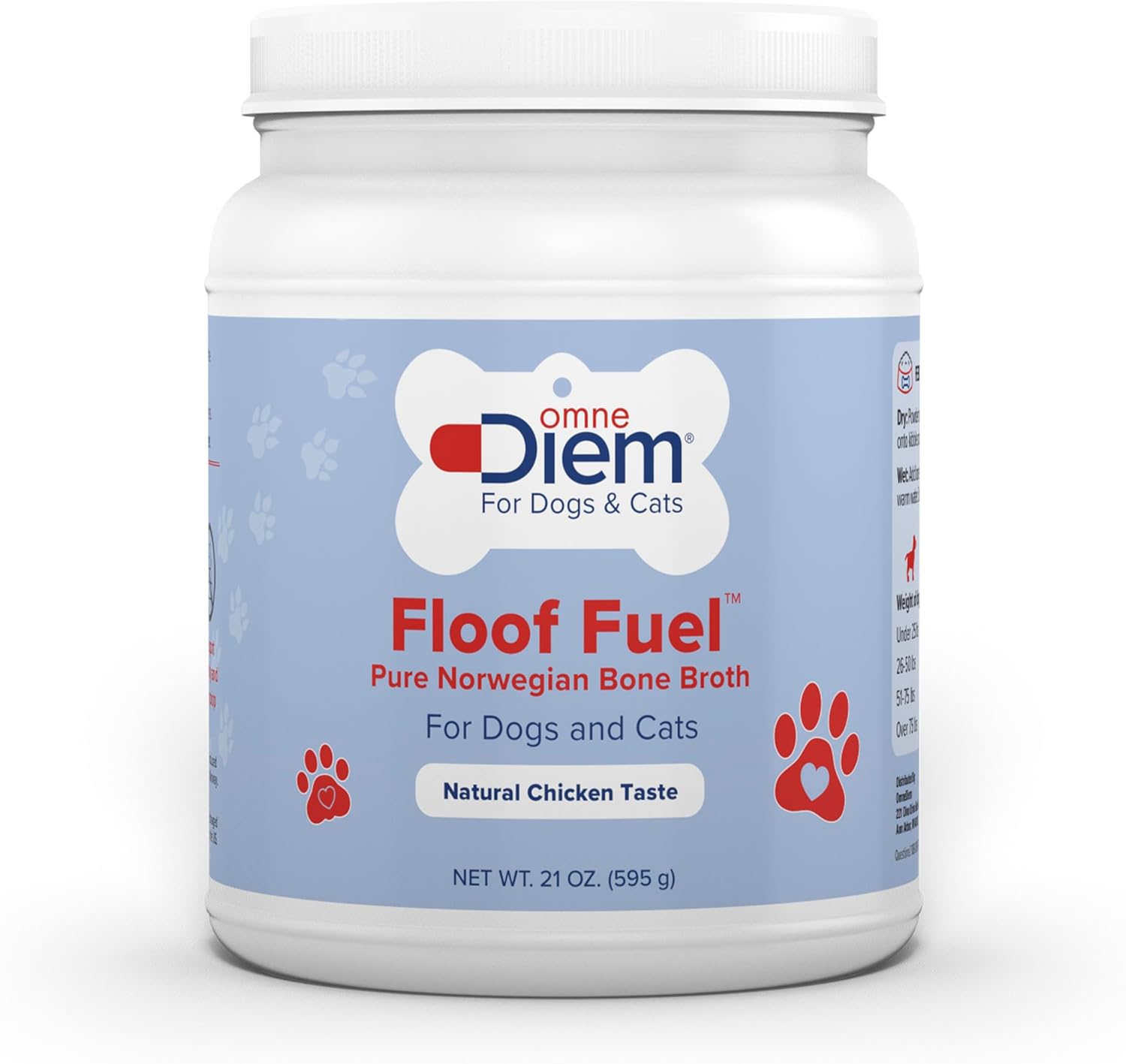 OmneDiem Floof Fuel for Cats & Dogs - Pure Norwegian Poultry Bone Broth - Pet Food Topper - Tasty Chicken Flavor, Rich in Protein - Supports The Health of The Joints, Gut, Skin & Coat - 21oz (595g)