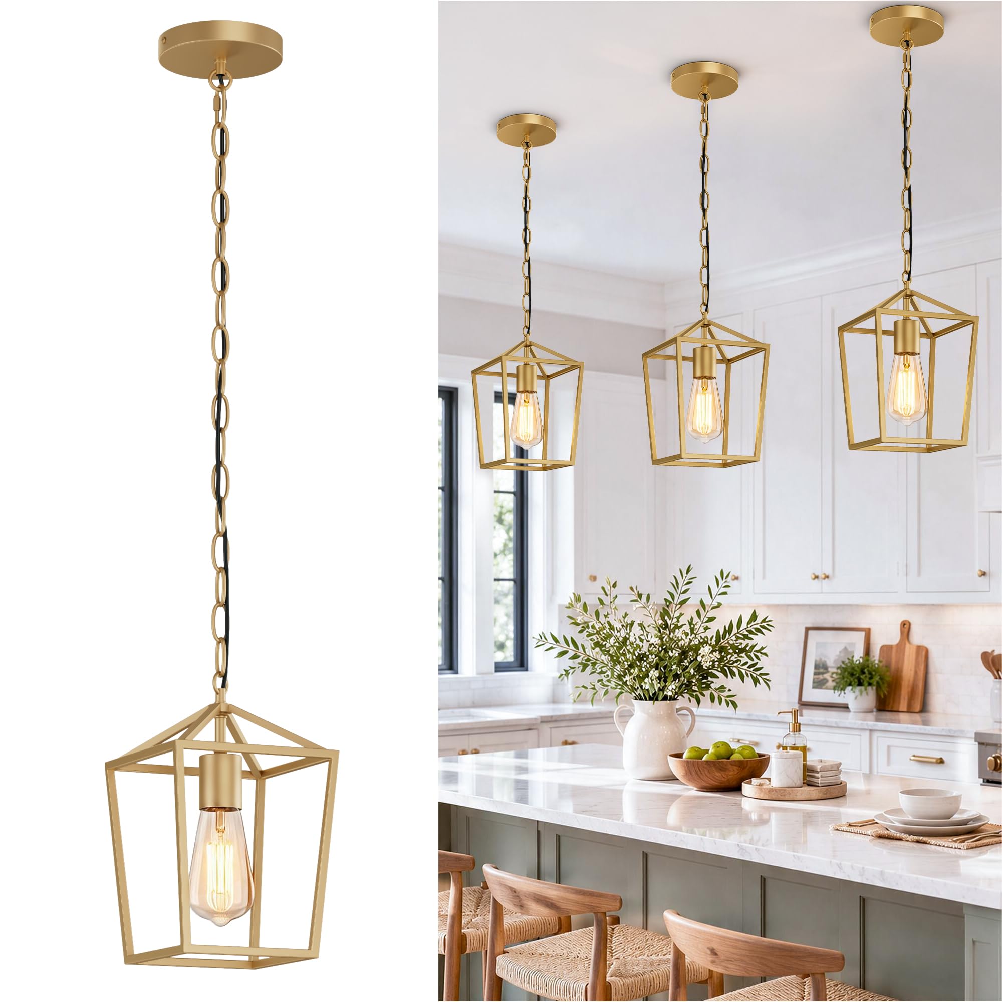 Phaosio Gold Pendant Light - Kitchen Island Lighting -1
