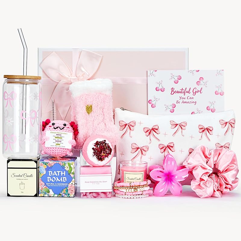 Kit de presentes Bafeil com itens de banho e acessórios, caixa rosa, 11 itens