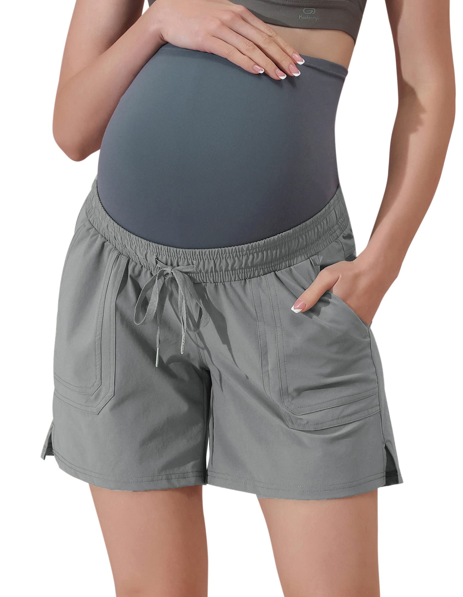 Maacie Pantaloncini Premaman da Donna ad Asciugatura Rapida, Traspiranti e Sportivi, con Tasche per la Fodera