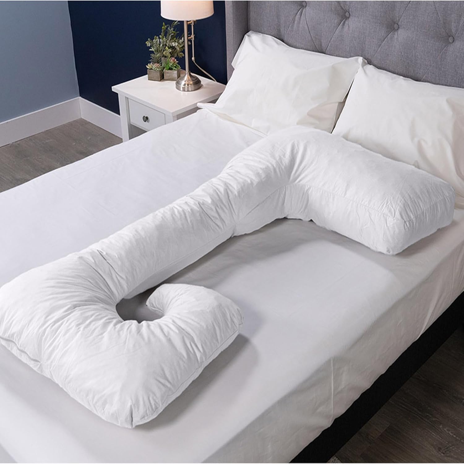 MyPillow Double U Shape Maternity Pillow – 56" x 30" Full Body Pregnancy Pillow with Removable Zippered Cover, Sky Blue
