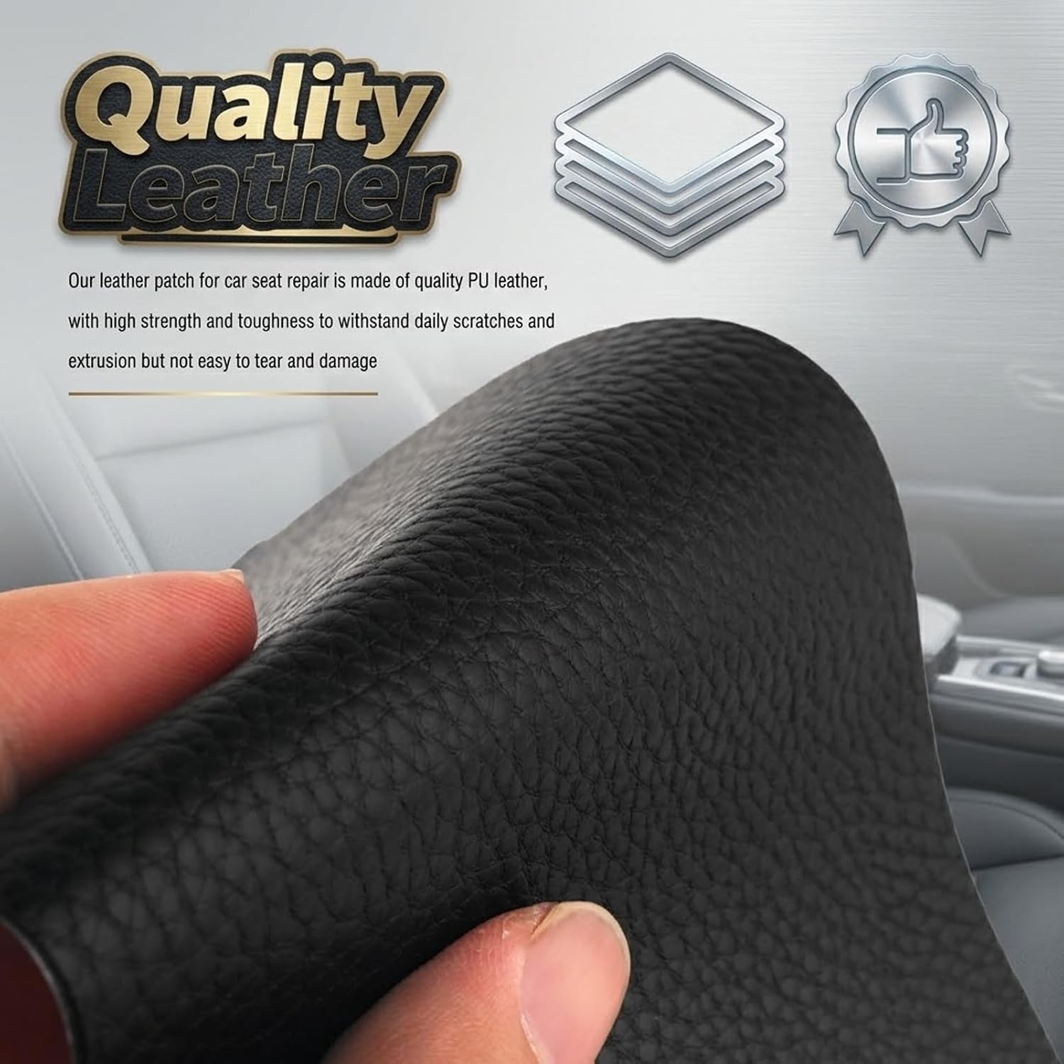 2PCS 8×4 Inch Leather Car Seat Repair Kit,Self-Adhesive Car Leather Repair Patch for Repairing Holes/Cracks,Cuttable Cars Leathers Seat Tear Repairs Kit Cars Interior Accessories