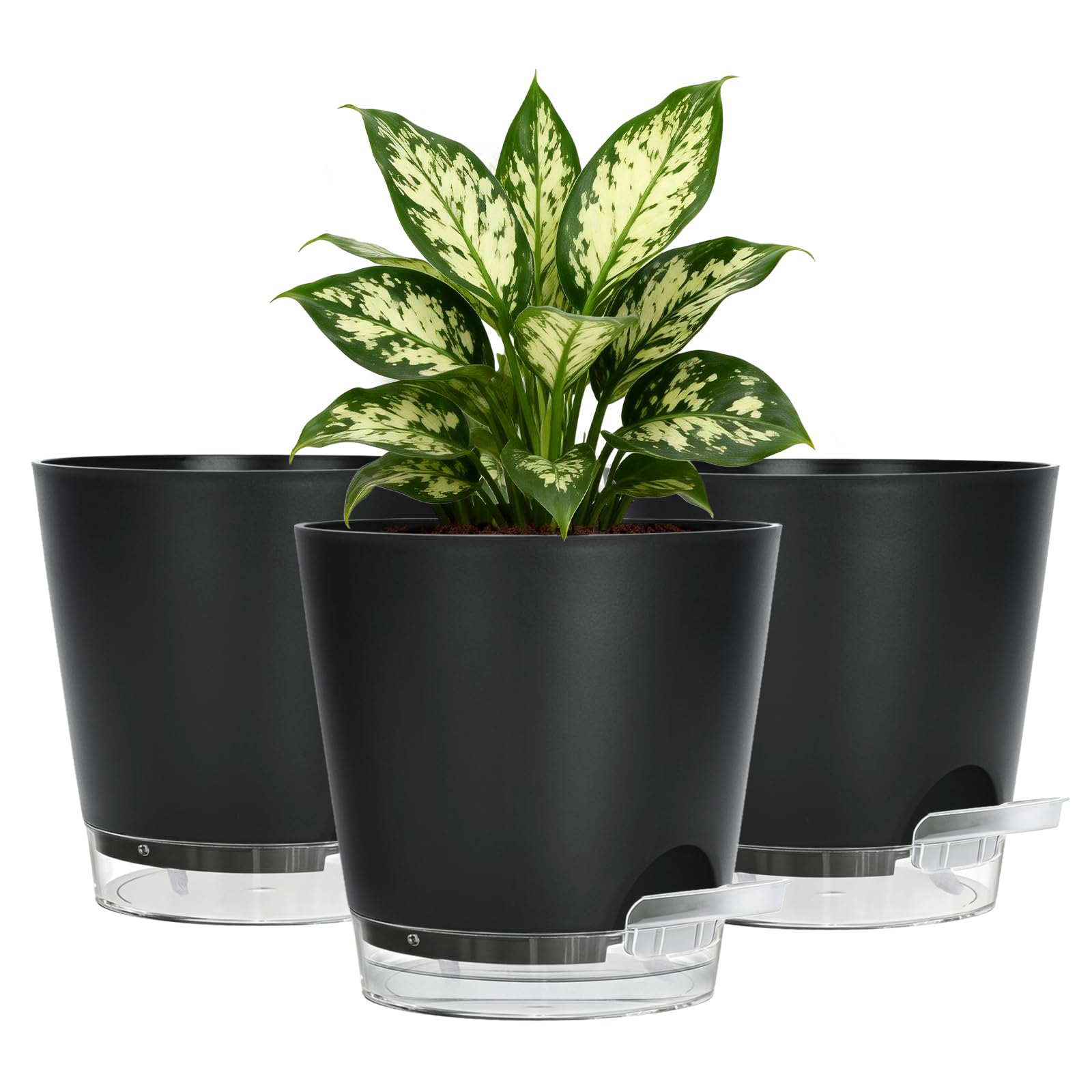 KINGLAKE 15cm Selbstbewässerungstopf- 3er Set Blumentopf Pla