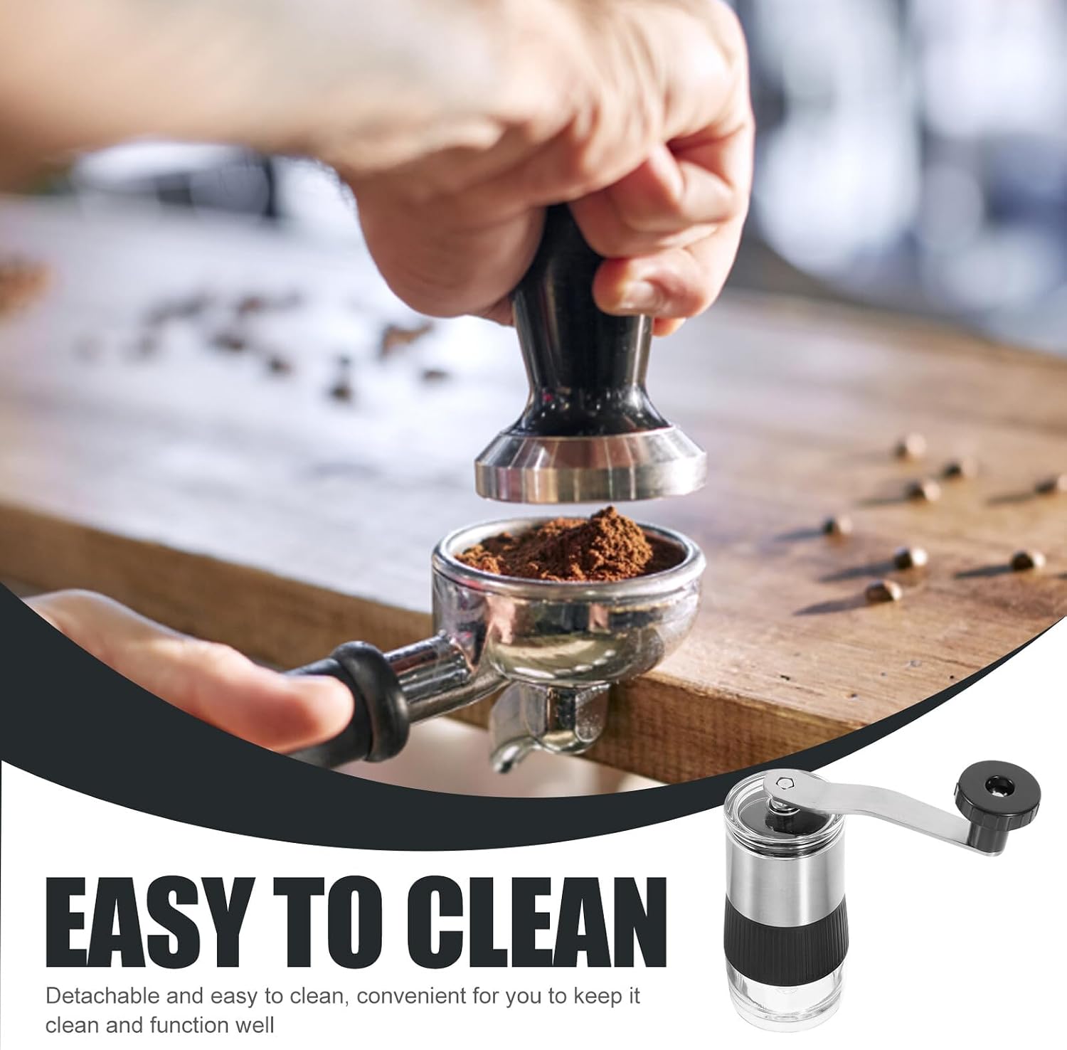 Manual Portable Coffee Grinder Stainless Steel Hand Crank Burr Grinder for Home and Travel Espresso Brewing