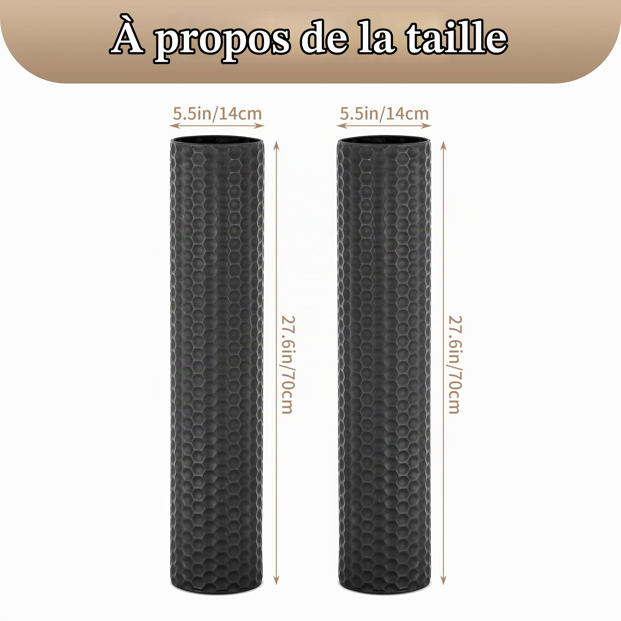 Sziqiqi Métal Grand Vase a Poser au Sol: Noir Vase de Sol Decoratif 2pcs