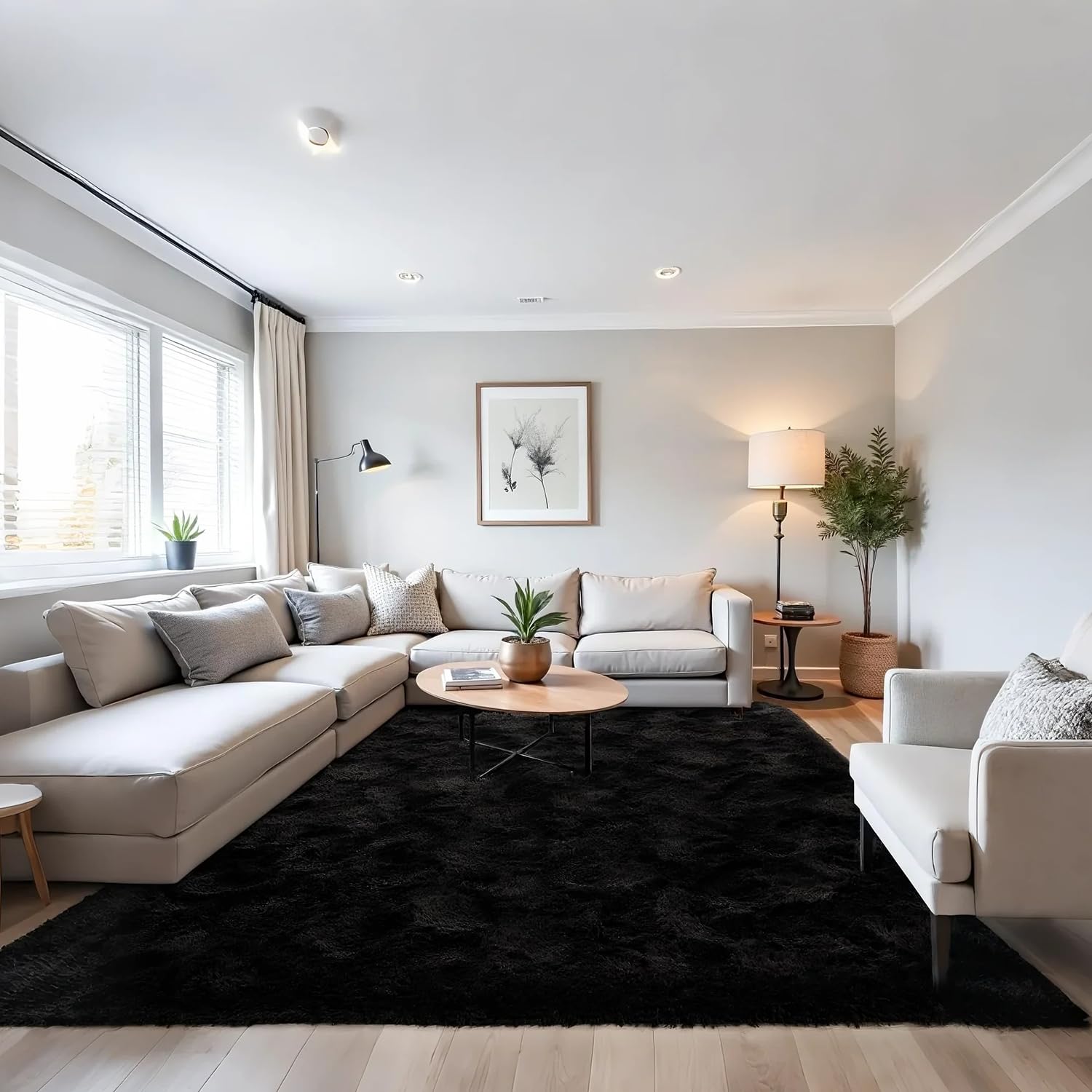 Beglad Fluffy Large Area Rugs 9x12 Feet, Modern Minimalist Style Shag Fuzzy Rugs, Non-Slip Indoor Carpet Soft Rugs for Kids Room, Bedroom & Living