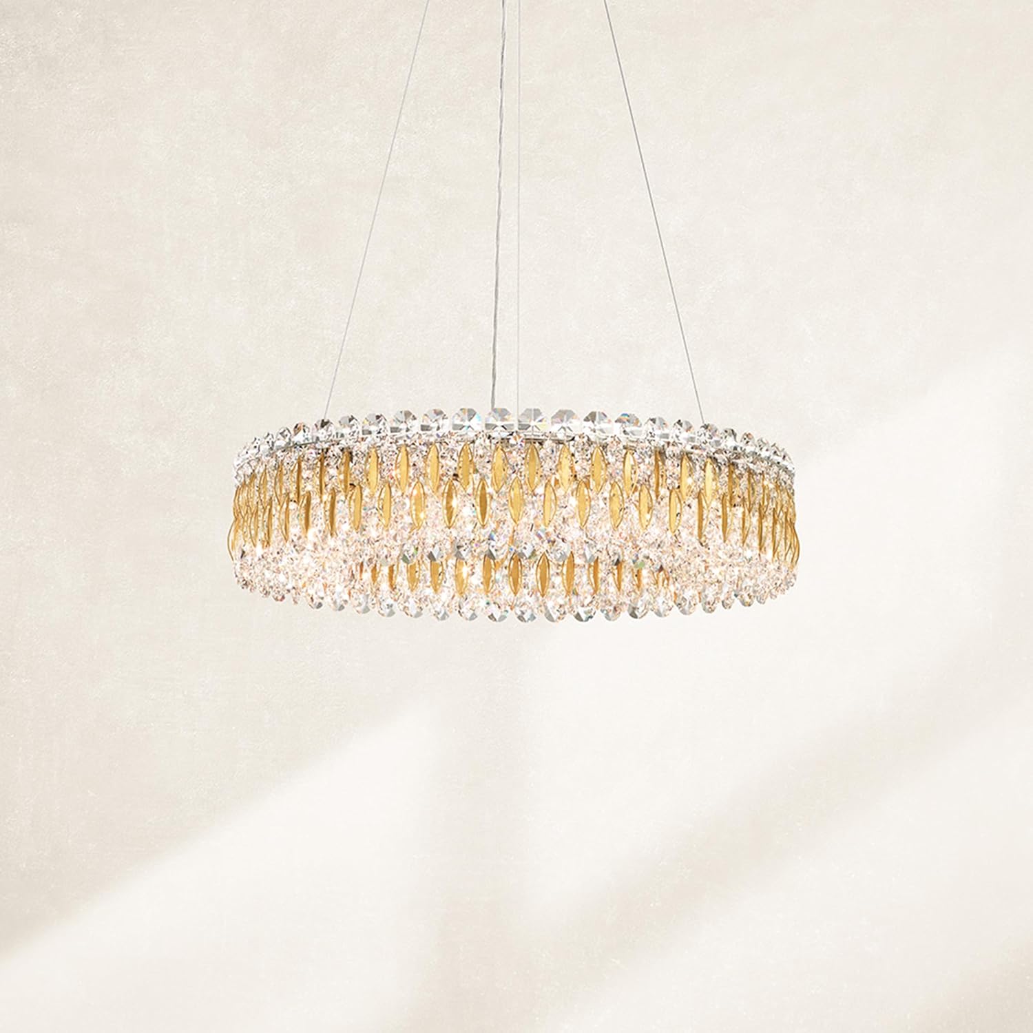 Schonbek Signature RS8351N-48R, Sarella 32 Light 60in Round Chandelier in Antique Silver with Clear Radiance Crystals