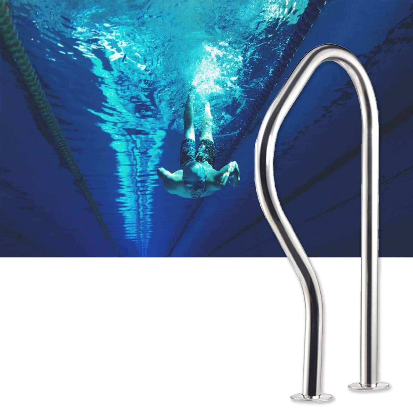 Swimming Pool Safety Hand Rail Stainless Steel Pool Handrail 31.5" X 18.5" Swimming Pool Hand Rail | Home Decoration Water Handrail Stair Railing Pools Easy Mount Grab Bars