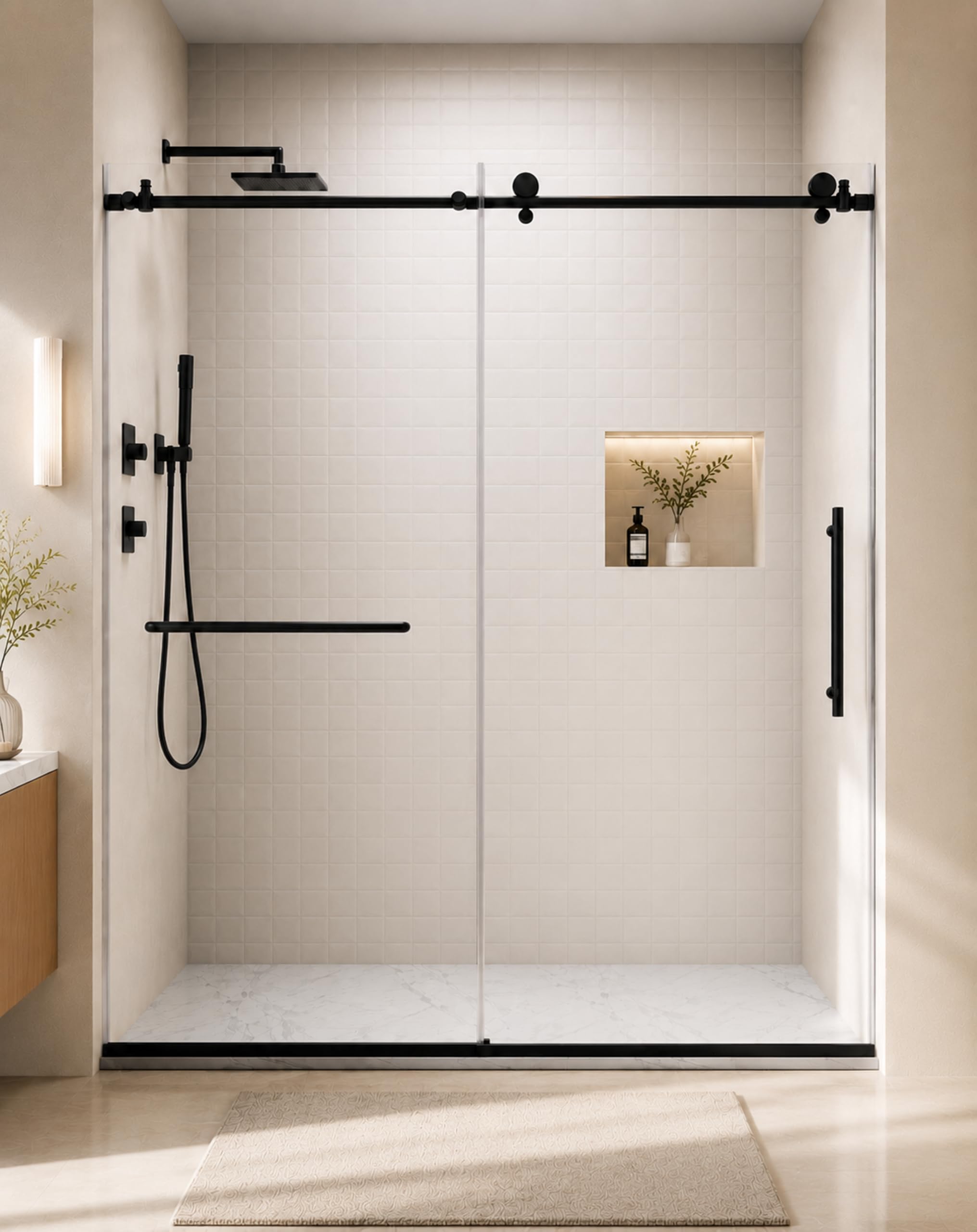 Photo 1 of ***MISSING ALL HARDWARE*** Morandié Frameless Sliding Glass Shower Door, 56-60 in W x 76 in H