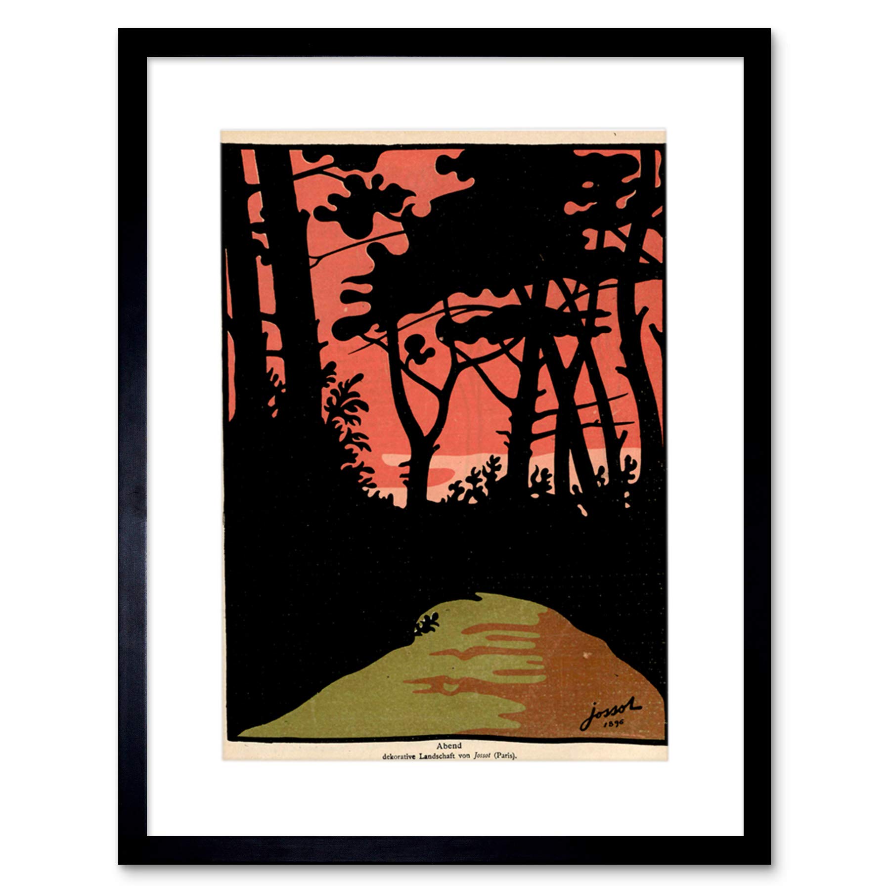 Wee Blue Coo Magazine Cover Jugend Silhouette Abstract Artwork Framed Wall Art Print 12X16 Inch
