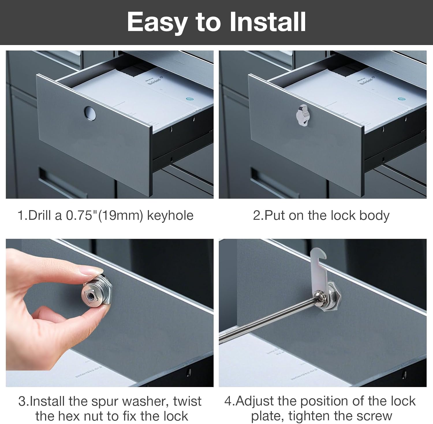 1-1/5" Thumb Operated Offset Cam Lock, Keyless Compartment for RV, Cabinet Mailbox Drawer Latch, 100% Metal Replacement Cylinder for Storage Door(1Pack)