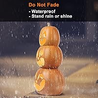 Vista 6 de Linterna Jack O de 17 pulgadas, linterna de calabaza de plástico para Halloween, luces de calabaza preiluminadas, decoración de Halloween